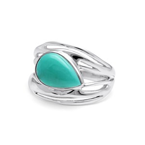 Turquoise <b>Ring</b>, Organic <b>Sterling</b> <b>Silver</b> Turquoise <b>Ring</b>, Coastal Jewellery <b>Rings</b> Designer <b>Rings</b> Gift for Bride, Lover Wear - Product Image 1