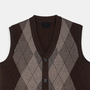 Suéter personalizable de 100% algodón asequible sin mangas con botones delanteros para hombres de alta calidad disponible marrón beige para invierno - Product Image 2