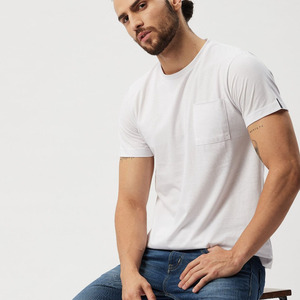 T-shirt unisexe blanc surdimensionné 100% coton, poids lourd, poche, col rond, fabriqué en T-shirt surdimensionné - Product Image 6