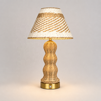 Lampe de table sans fil rechargeable en rotin naturel, écologique, avec abat-jour tressé, batterie 5200 mAh, pour hôtel et décoration intérieure