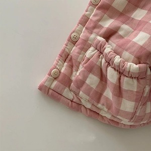 2024 invierno lindo Abrigo acolchado a cuadros rosa para niños niñas nueva chaqueta Parkas de punto chaqueta cálida para niña pequeña - Product Image 6