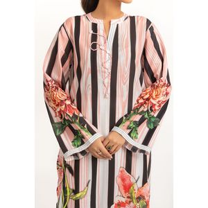 Conjunto de 2 Piezas para Mujer, Color Rosa, Estilo Casual, Chifón Estampado, Talla XS, por Encima de la Rodilla, para Primavera/Verano, para Usar en Casa - Product Image 1