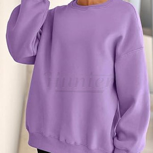 Sudadera de cuello redondo de algodón con ropa activa para mujer a precio barato personalizada sudadera con hombros caídos para mujer - Product Image 2