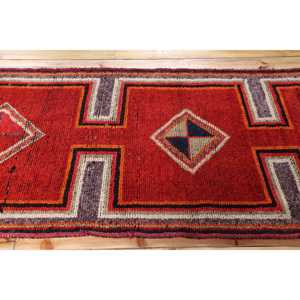 Turkish Vintage <b>Runner</b> Rug 3.3x9.8 ft, <b>Red</b> Gray Moroccan Wool Rug - Product Image 3