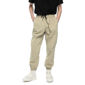 กางเกงขายาวสำหรับผู้ชายกางเกงกันรอยยับมีเชือกรูดระบายอากาศได้ดีย้อมสีล้วนดีไซน์ใหม่ - Product Image 3