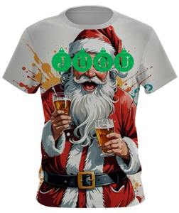 T-shirt à manches courtes pour homme, col rond, coupe ample, en tissu tricoté 100% polyester, design de Noël personnalisé par sublimation, écologique - Product Image 1