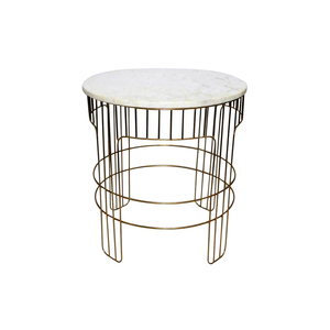 Custom Design Marble and Iron Made Center <b>Table</b> for Home and Office, 15 X 15 X 20 Inches White <b>Gold</b> Manufacturer - Product Image 1