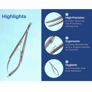 Instrumentos quirúrgicos médicos de acero inoxidable hechos a medida, portaagujas para microcirugía, Manual al por mayor para herramientas de cirugía OEM - Product Image 4