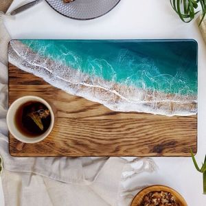 Unique resin chopping <b>board</b> crafted with golden resin tone and strong hardwood base suitable for gourmet kitchen experience - Product Image 5