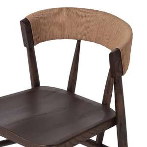 Chaise de salle à manger moderne Cadre en bois de teck massif avec dossier en rotin tissé de haute qualité pour une utilisation intérieure et extérieure - Product Image 5