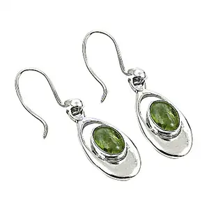 925 Silver Drop <b>Earrings</b> for Women Green <b>Peridot</b> Gemstone Fashion Jewelry - Product Image 2