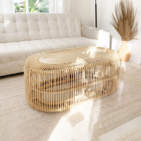 Mobilier de salon contemporain table en osier naturel vente en gros de tables centrales en rotin de luxe