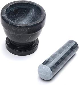 ครกหินอ่อนสีดำและสากปูนหินสีดำและชุดสากหินหินอ่อนธรรมชาติและสาก - Product Image 1