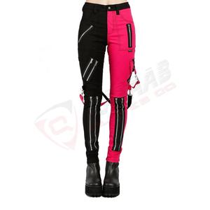 Antiarrugas de doble color Slim fit transpirable Color-Block Patchwork moda señoras hombres-bondage gótico-pantalones negros Pantalones - Product Image 1