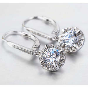 Orecchini a Leva con Cristalli Autentici in Rodio - Product Image 3