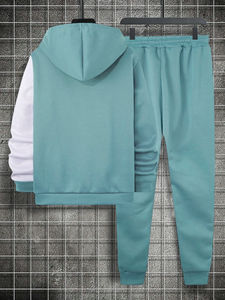 Custom 300gsm <b>Oversized</b> Heavyweight Sweatsuit DTG Printing <b>Hoodie</b> and Sweatpants Set <b>Fleece</b> 100% Cotton Tracksuits for Men - Product Image 2