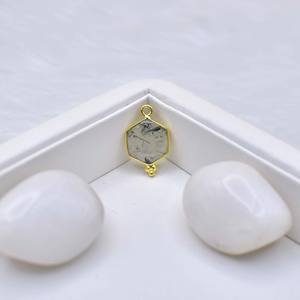 Natural Prehnite Gemstone <b>Pendant</b> Hexagon Shape Single <b>Bail</b> <b>Pendant</b> Sterling Silver Jewelry Gold Vermeil Stylish Jewelry - Product Image 2