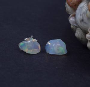 Rough Ethiopian <b>Opal</b> 925 Sterling Silver Gemstone 1 Pair <b>Stud</b> <b>Earring</b> Natural Stone Elegant <b>Stud</b> Gift For Christmas - Product Image 3