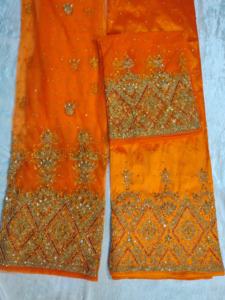 ผ้าจอร์จแบบดั้งเดิมของไนจีเรีย ประดับด้วยคริสตัลอัญมณีสีเขียวมรกต ลายดอกไม้ สำหรับงานแต่งงานและงานอีเว้นท์ - Product Image 6