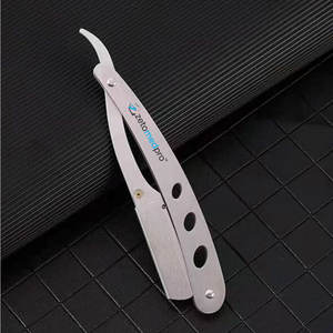 Rasoir de barbier pliable en acier inoxydable, finition argentée - Product Image 1