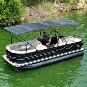 Catamarán de pontones con sistema de motor fuera de borda para deportes acuáticos, fiestas, rafting y drifting. - Product Image 1