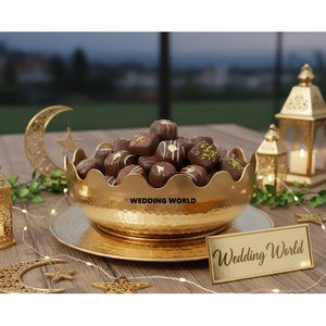 ชามช็อกโกแลตทรงกลมลายทองแบบตอก ดีไซน์ใหม่ ชามขนมหวานสุดคลาสสิก สวยหรู - Product Image 1