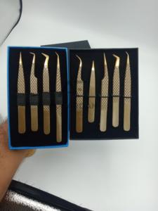 High Quality Full Set of Eyebrow Eyelash Tweezers <b>Light</b> Weight Lash Tweezers with <b>Pointed</b> Fiber Tip Stainless Steel Nano Tip - Product Image 6