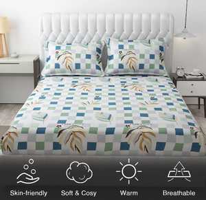 Ensemble de draps en coton biologique de qualité élégante, 3 pièces, imprimé floral uni, style classique, 200TC, toutes saisons, confortable, idéal pour - Product Image 4