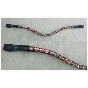 Bracelet de cuir de cheval de haute qualité, bandeau décoratif en cristal scintillant - Product Image 4