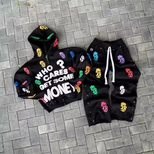 เสื้อฮู้ดดี้ทรงบ็อกซี่พิมพ์ลายโอเวอร์ไซส์สไตล์สตรีทแวร์สำหรับผู้ชาย ล้างสีแบบแอซิดวอช พิมพ์ลายทั่วตัว เหมาะสำหรับฤดูหนาว - Product Image 5