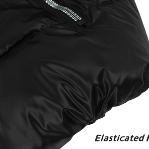 Veste d'hiver sans manches à col montant et sweat à capuche pour hommes, brillant, imperméable et brillant, avec logo personnalisé. - Product Image 3