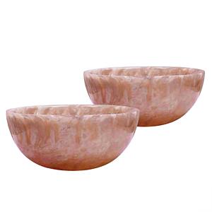 Bol de service en résine brun et blanc de conception européenne poli à la main, écologique, passe au lave-vaisselle, art moderne, origine indienne antique - Product Image 6