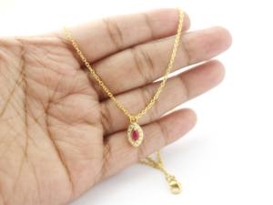 925 <b>Sterling</b> <b>Silver</b> Ruby Marquise <b>Necklace</b> - Minimalist <b>Necklace</b> - July Birthstone <b>Necklace</b> For Her - Birthday Gift - Product Image 3