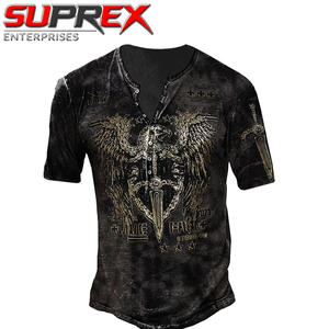 เสื้อยืดแฟชั่นลำลองแขนสั้นสไตล์วินเทจสำหรับผู้ชาย พิมพ์ลายเสือดาว ลุคสตรีทแวร์ ผ้าเทอร์รี่ฟอกสี  ปรับแต่งได้ทั้งตัว - Product Image 3