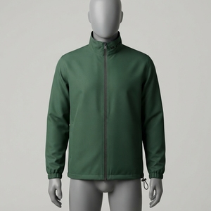 <b>Men</b> Green Hooded Windbreaker <b>Jacket</b> Full Zip Lightweight Outdoor <b>Running</b> Sports Shell <b>Jacket</b> with Drawstring Hood - Product Image 2