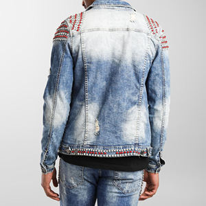 Veste en jean pour homme de haute qualité à manches longues, décontractée, avec fourrure, vente en gros et personnalisation, veste en jean pour homme de la meilleure qualité avec strass - Product Image 3