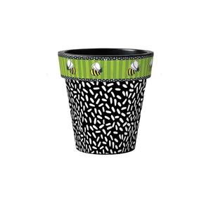 Esta maceta única de rayas anchas de color blanco y negro con pegatina de esmalte metálico macetas de jardín y maceta hecha a mano personalizada - Product Image 4