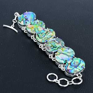 Pulsera de piedras preciosas de concha de abulón, Plata de Ley 925, pulsera hecha a mano, regalos únicos, joyería de uso diario, regalo de cumpleaños F - Product Image 3