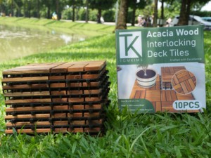 Azulejos de cubierta de madera de acacia antideslizante Pisos de madera entrelazados para exteriores - Product Image 6