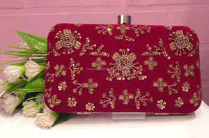 Standard Embroidered Ethnic Floral Pattern Women's Evening Bag Purse Geometric Thread Work <b>Weddings</b> Parties <b>Clutches</b> - Product Image 3