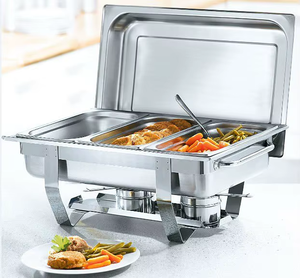 Best Quality Economy <b>Chafing</b> Dishes Set 9L Capacity <b>Fuel</b>-Heated Food Pan Stackable Frame Reasonable Price - Product Image 2