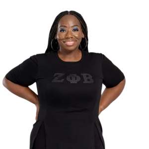 Zeta Phi Beta ZPHIB Longline Top da donna elegante stile tunica nera 100% in cotone da donna stile confraternita stile vita greca di moda - Product Image 5