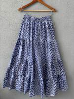 Falda Maxi de Algodón con Estampado Natural Ajustable para Mujer, Vestido Largo Bohemio Casual con Bolsillos con Cordón, Plisado y Hecho a Mano