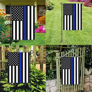 Paquete de 2 Banderas de Jardín con Línea Azul y Bandera Estadounidense - Banderas de Doble Cara de 12.5 x 18 Pulgadas para Homenajear a los Oficiales de Seguridad - Product Image 1