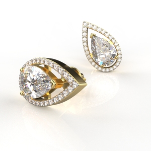ต่างหูแบบกระดุมทอง18K 1.30กะรัตแต่ละเม็ดทำจากเพชรโมอิสฮาโล - Product Image 2