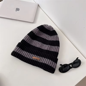 Wholesale Custom Patch Fashion <b>Strip</b> Beanie Jacquard Knitted Caps Beanie Unisex for Men Winter Knitted <b>Hats</b> 2026 - Product Image 3