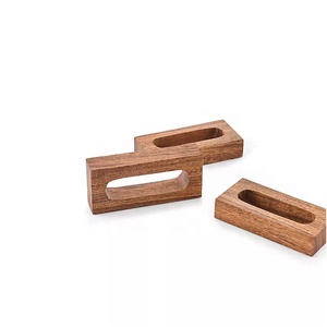 Rond de serviette en cuir marron foncé accessoires de vaisselle modernes anneaux de porte-mouchoirs en bois/porte-mouchoirs en cuir pour la décoration intérieure - Product Image 2