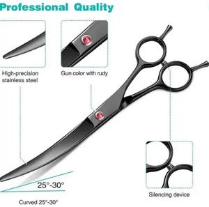 HERMANN MEDITECH HM-DS-212 Black Coated <b>Dog</b> Grooming <b>Scissors</b> 7.5 Inch Stainless Steel Professional Pet Hair Cutting Tool for - Product Image 4
