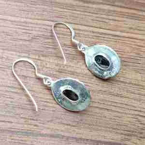 Antique Silver Earring with Genuine Black Onyx Cabochon 925 Sterling Handmade Fine Bohemian Wedding and Party Gift for Her - Product Image 3