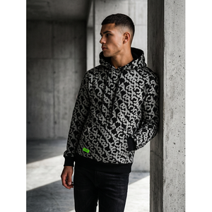Sudadera con Capucha de Felpa Francesa para Hombre, Color Sólido, con Bordado 3D, Estilo Urbano, Etiqueta Personalizada, Tallas XXS-XL, Negro/Gris - Product Image 2